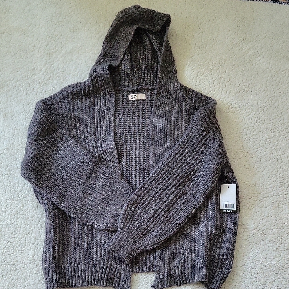 SO Charcoal Hooded Knit Sweater